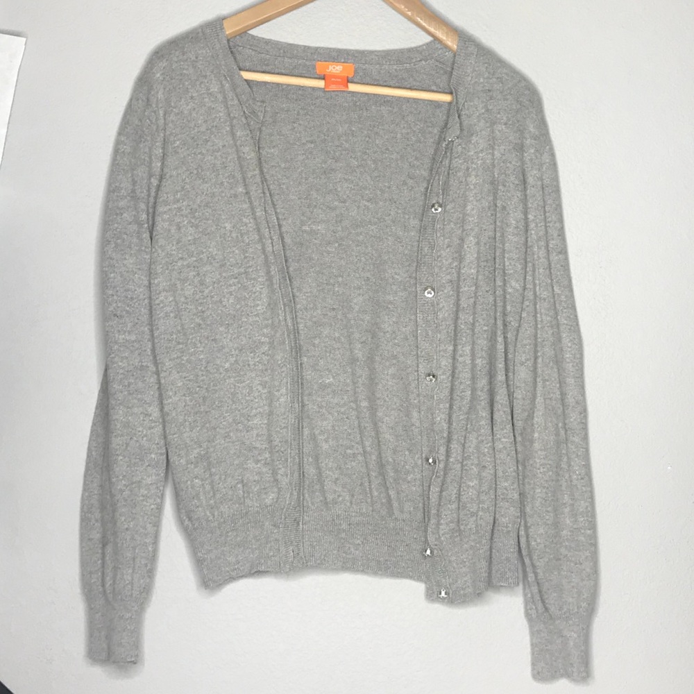 Light Grey Cardigan w/ Crystal Buttons